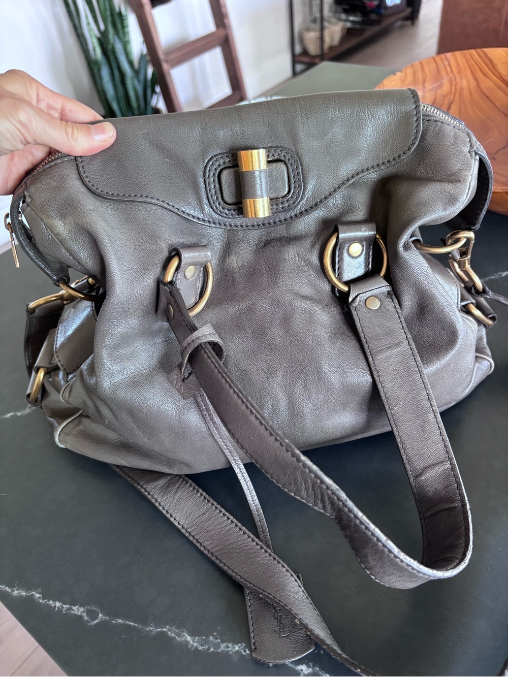 Yves Saint Laurent YSL Gray Leather Shoulder Bag | Authentic | Made in Italy